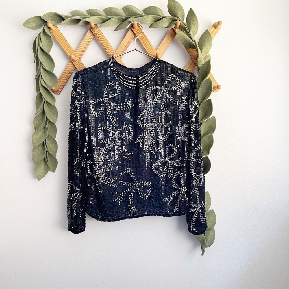 Vintage J.K Laing Sequin Bow Top